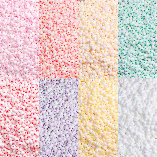 Picture of Ceramic Seed Beads Round Rocailles Multicolor Colorful About 3mm Dia.