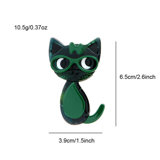 Picture of Acetic Acid Resin Acetate Acrylic Acetimar Marble Cute Pin Brooches Cat Animal Multicolor