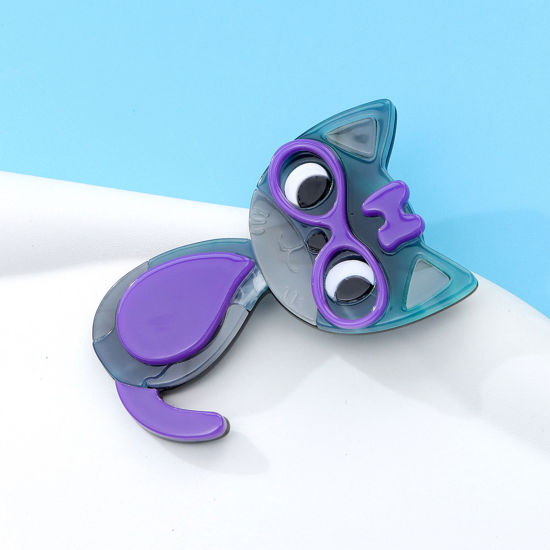 Picture of Acetic Acid Resin Acetate Acrylic Acetimar Marble Cute Pin Brooches Cat Animal Multicolor