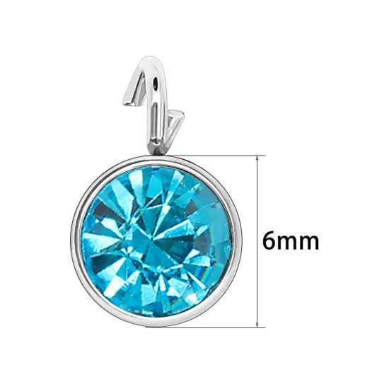 Bild von 304 Edelstahl Monatsstein Charms Rund Silberfarbe Bunt 6mm x 9mm, 10 Stück