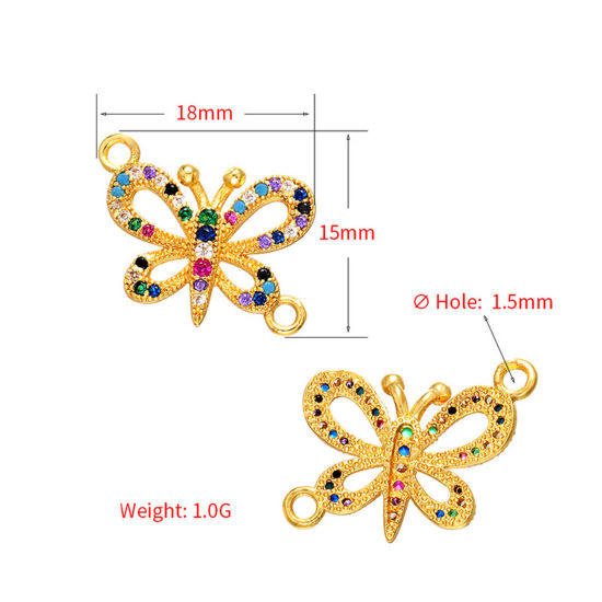 Picture of Brass Connectors Charms Pendants Gold Plated Micro Pave Multicolor Rhinestone                                                                                                                                                                                 