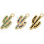 Immagine di 1 Pz Ottone Ciondoli Cactus Placcato Oro 18K Multicolore Strass 17mm x 8mm