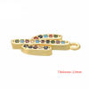 Picture of Brass Charms 18K Gold Plated Cactus Multicolor Rhinestone 17mm x 8mm