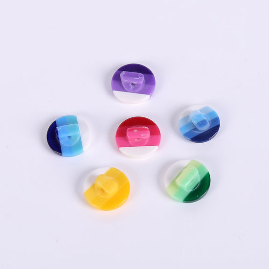 Picture of Resin Sewing Shank Buttons Round Rainbow Pattern Multicolor 14mm Dia
