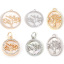 Picture of Natural Shell & Brass Charms Real Gold Plated Round Tree Micro Pave Clear Cubic Zirconia