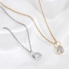 Picture of Brass Charms Real Gold Plated Drop Clear Cubic Zirconia 10mm x 8mm