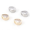 Picture of Brass Charms Real Gold Plated Drop Clear Cubic Zirconia 10mm x 8mm