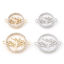 Picture of Natural Shell & Brass Connectors Charms Pendants Round Tree Real Gold Plated Micro Pave Clear Cubic Zirconia
