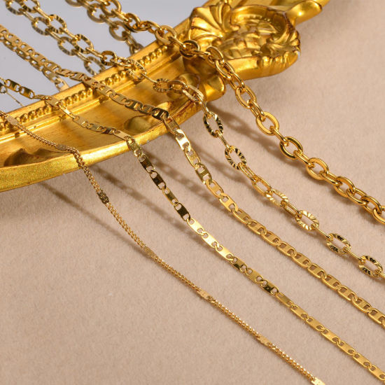 Bild von Umweltfreundliche Vakuumbeschichtung Einfach und lässig Einfach 18K Vergoldet 304 Edelstahl Schmuckkette Kette Halskette Für Frauen Party 1 Strang