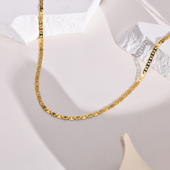Bild von Umweltfreundliche Vakuumbeschichtung Einfach und lässig Einfach 18K Vergoldet 304 Edelstahl Schmuckkette Kette Halskette Für Frauen Party 1 Strang