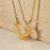 Picture of Eco-friendly Vacuum Plating Simple & Casual Simple 14K Real Gold Plated 304 Stainless Steel Link Chain Sun Rays Pendant Necklace For Women Party
