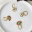 Immagine di Ipoallergenico Retrò Etnico 18K Vero Oro Placcato Multicolore 304 Acciaio Inossidabile A Forma di Ventagli Smalto Orecchino Per Donne Festa 1 Paio