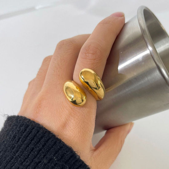 Picture of Eco-friendly Simple & Casual Ins Style 18K Real Gold Plated 304 Stainless Steel Open Drop Rings For Women Party