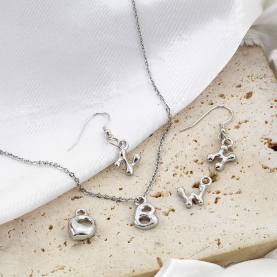 Изображение Латунь Подвески Буква Настоящее платиновое покрытие Сообщение A-Z " 3 ШТ