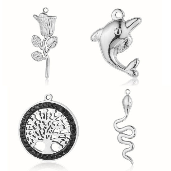 Imagen de 304 Stainless Steel Ocean Jewelry Charms Multicolor Flower Tree 1 Piece