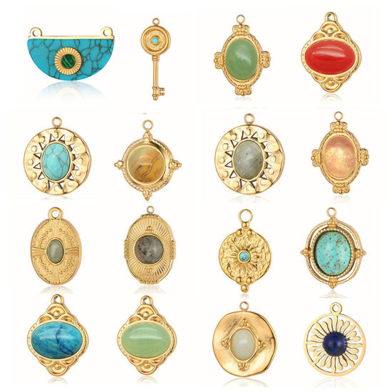 Изображение Eco-friendly Vacuum Plating 304 Stainless Steel Charms 18K Gold Plated Snake Animal Rhombus 1 Piece