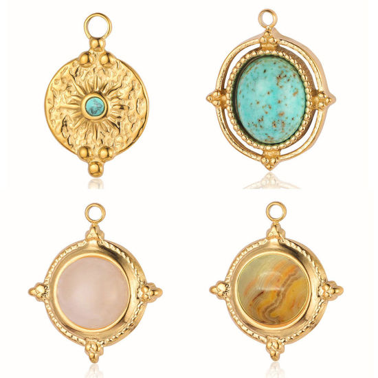 Изображение Eco-friendly Vacuum Plating 304 Stainless Steel Charms 18K Gold Plated Snake Animal Rhombus 1 Piece