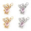Picture of Brass Charms Real Gold Plated Bear Animal Light Pink Cubic Zirconia 22mm x 13mm