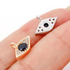Picture of Brass Micro Pave Charms Real Gold Plated Eye Clear & Black Cubic Zirconia 12mm x 9mm
