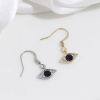 Picture of Brass Micro Pave Charms Real Gold Plated Eye Clear & Black Cubic Zirconia 12mm x 9mm