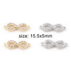 Picture of Brass Micro Pave Connectors Charms Pendants Infinity Symbol Real Gold Plated Clear Cubic Zirconia 15.5mm x 5mm