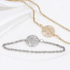 Picture of Brass Micro Pave Connectors Charms Pendants Round Tree of Life Real Gold Plated Hollow Clear Cubic Zirconia 22mm x 18mm