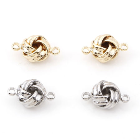 Brass Connectors Charms Pendants Knot Real Gold Plated 3D 13mm x 8mm