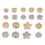 Imagen de Latón Tapón de cuentas Flor Oro Real Chapado Claro Circón Artificial 3 Unidades