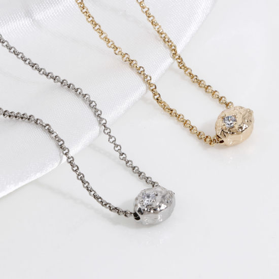 Immagine di Ottone Perline per la Creazione di Gioielli con Ciondoli Fai-da-te Multicolore Ovale Trasparente Cubic Zirconiae 2 Pz