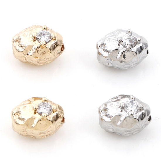 Immagine di Ottone Perline per la Creazione di Gioielli con Ciondoli Fai-da-te Multicolore Ovale Trasparente Cubic Zirconiae 2 Pz