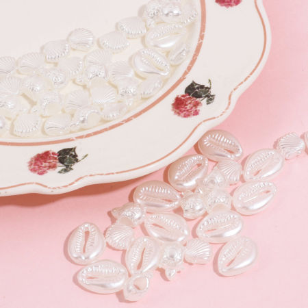 Acrylic Beads For DIY Jewelry Making White Shell Tortoise Imitation Pearl