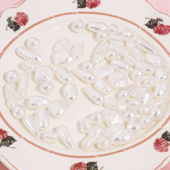 Immagine di Acrilato Barocco Perline per la Creazione di Gioielli con Ciondoli Fai-da-te Bianco Irregolare Imitata Perla 100 Pz