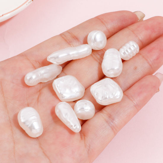 Immagine di Acrilato Barocco Perline per la Creazione di Gioielli con Ciondoli Fai-da-te Bianco Irregolare Imitata Perla 100 Pz