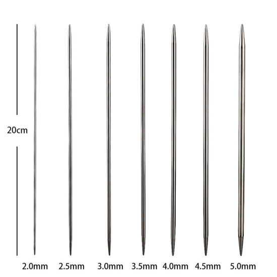Image de Aiguilles à Tricoter Double Point en Acier Inoxydable Argent Mat 20cm Long, 1 Kit ( 35 Pcs/Kit)