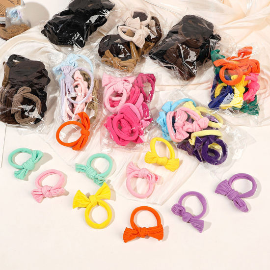 Picture of Elastic Fabric Cute Ponytail Holder Hair Ties Band Scrunchies Multicolor Bowknot