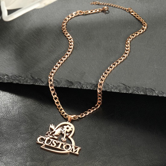 Picture of 304 Stainless Steel Customized Name Necklace Personalized Letter Charm Pendant Gold Plated 40cm(15.7") long