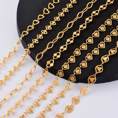 304 Edelstahl Handgefertigte Gliederkette Armband 18K Gold plattiert Geometrie 18cm lang, 1 Strang
