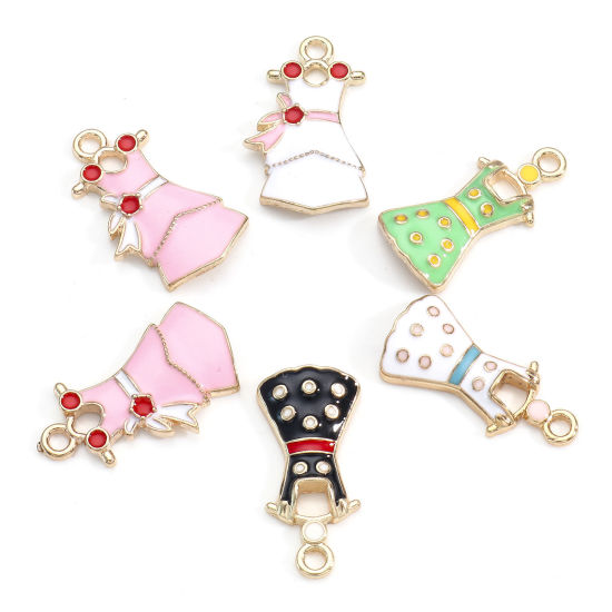 Picture of Zinc Based Alloy Clothes Charms Gold Plated Multicolor Dress Dot Enamel