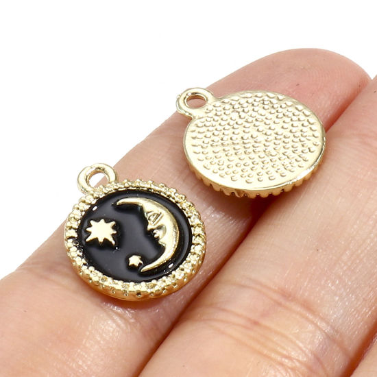 Bild von Zinklegierung Galaxis Charms Vergoldet Bunt Sonne Mond Emaille 5 Stück