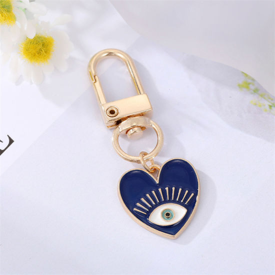 Picture of Stylish Keychain & Keyring Gold Plated Multicolor Heart Enamel