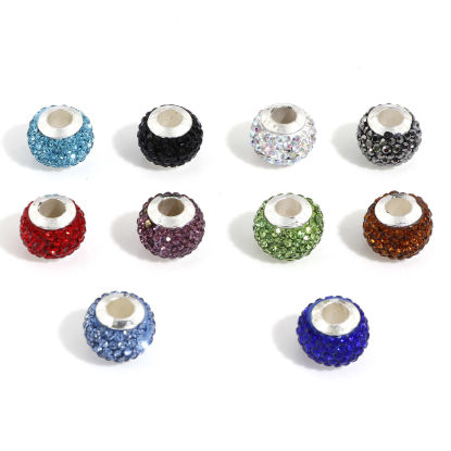 European Craft Beads Large Hole Glass Spacer Beads Rhinestones Lamp Beads 