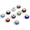 Imagen de Arcilla Granos del Encanto del Agujero Grande del Estilo Europeo Multicolor Ronda Con Brillantito 13mm Dia., Agujero: Aprox 4.5mm, 10 Unidades