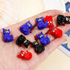 Image de Perles pour DIY Fabrication de Bijoux en Verre au Chalumeau Chat Multicolore 3D 19mm x 14mm, Trou: 1.6mm, 2 Pcs