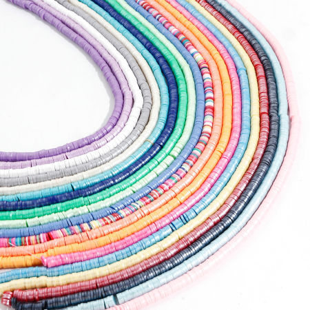 2 Strands (Approx 330 PCs/Strand) Polymer Clay Katsuki Beads Round Multicolor Pearlized About 6mm Dia
