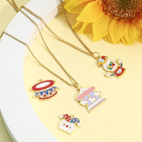 Immagine di Lega di Zinco Charms Oro Placcato Multicolore Circo Smalto 5 Pz