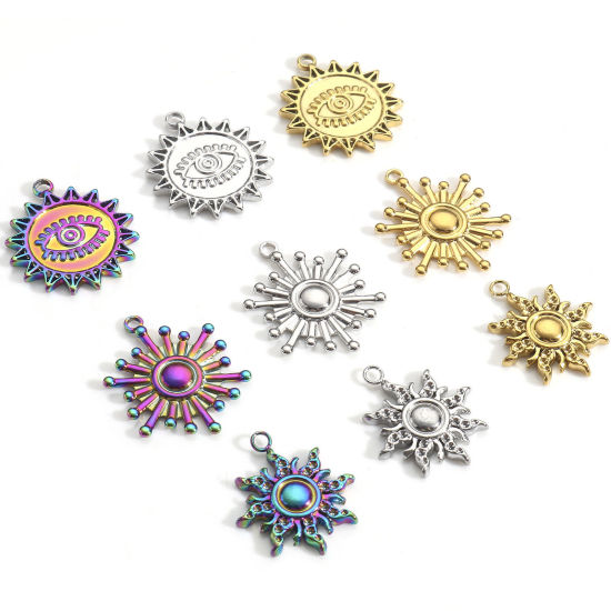 Изображение 304 Нержавеющая Сталь галактика Подвески Солнце Разноцветный 3 ШТ