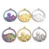 Image de Breloques en 304 Acier Inoxydable Voyage Rond Multicolore Montagne Creux 3 Pcs