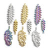 Picture of 304 Stainless Steel Charms Multicolor Leaf Feather