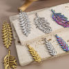Picture of 304 Stainless Steel Charms Multicolor Leaf Feather