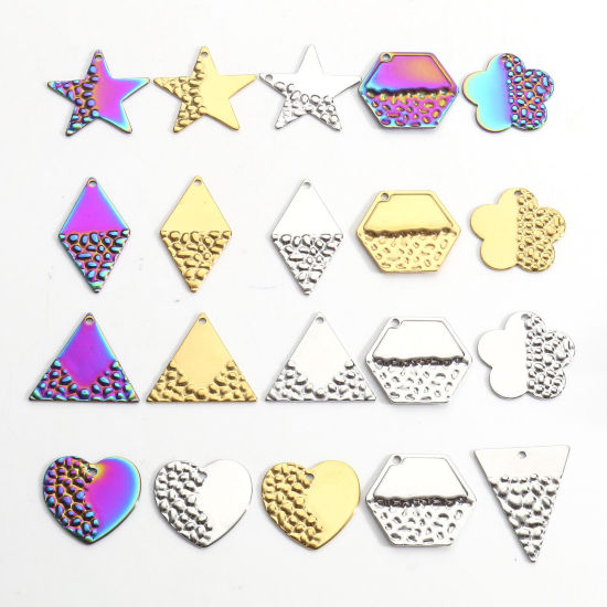 Picture of 304 Stainless Steel Geometry Series Charms Multicolor Geometric Texture